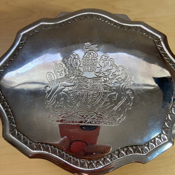Vintage silver-plated jewelry trinket box Briish Coat of Arms - Picture 3 of 5